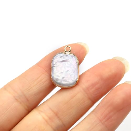 10PCS Natural Pearl Pendants Irregular Multiple Shapes Cultured Freshwater Baroque Pearl Charms for Jewelry Making Gift - color: 24x15mm