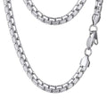 PROSTEEL Stylish Stainless Steel Flat Box Link Chain Necklace for Men, Silver/Gold/Black Tone, Hypoallergenic Jewelry, 14"-30", Come with Box - size: 20 inch(51cm), style: 6mm-Elegant Silver