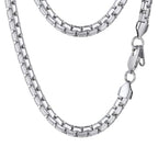 PROSTEEL Stylish Stainless Steel Flat Box Link Chain Necklace for Men, Silver/Gold/Black Tone, Hypoallergenic Jewelry, 14"-30", Come with Box - size: 20 inch(51cm), style: 6mm-Elegant Silver