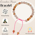 Amazing Gemstone Canadian Flower Agate Bracelet for Women Men's Gifts - Protection Healing Crystal Bracelet - 8mm Gemstone Beaded Adjustable Bracelet Pulseras Para Hombres Mujer Stocking Stuffers - color: Canadian Flower Agate