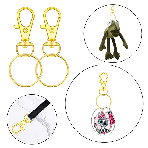 70PCS Swivel Snap Hooks with Key Rings, Metal Lobster Claw Clasp, Keychain Rings for Crafts (Gold, 1.2inch(32mm) - color: gold, size: 32mm