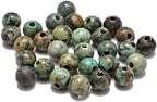 AD Beads Natural Gemstone 10mm Round Loose Beads Big Hole 2mm Sized 30pcs (African Turquoise) - color: African Turquoise
