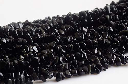 Natural Chip Stone Beads Black Obsidian Onyx 5-8mm About 400pieces Irregular Gemstones Healing Crystal Loose Bead Hole Drilled DIY for Bracelet Jewelry Making Crafting (5-8mm, Black Obsidian Onyx) - color: Black Obsidian Onyx