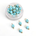 Beadia Natural Faceted Cube Stone Charms 4mm 30pcs with Untarnish Metal Accessories Loose Square Beads for DIY Jewelry Making - color: Blue Turquoise