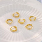 6Pcs Gold Zirconia Hoops for Earrings, Hypoallergenic 14K Goldplated Earring Hooks Round Huggie Zirconia Hoop with Loop Leverback Dangle Earring Making Gold Jewelry Findings Supplies Replacement Set - color: 6PCS_GoldB