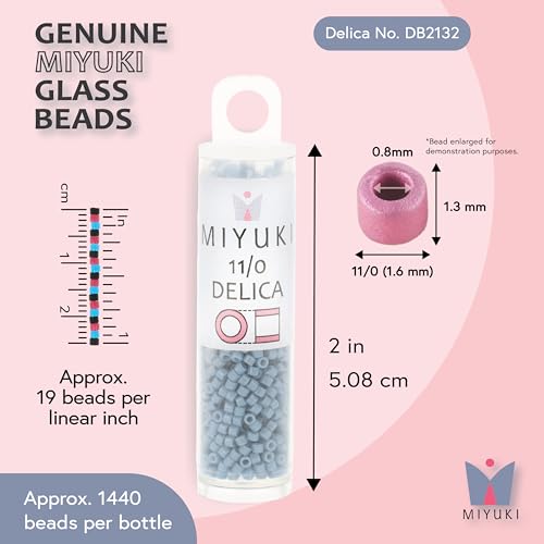 Miyuki Delica Seed Beads – Size 11/0 (1.6 mm), DB2132, Duracoat Opaque Bayberry, 7.2 g, Approx. 1440 Beads, Made in Japan - color: DB2132 - Duracoat Opaque Bayberry