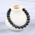 LPBeads Handmade Natural Gemstone Stretch Elastic Bracelet Healing Crystal Round Stone Beads Jewelry Gifts for Women Men - color: Black Larvikite, size: 8mm