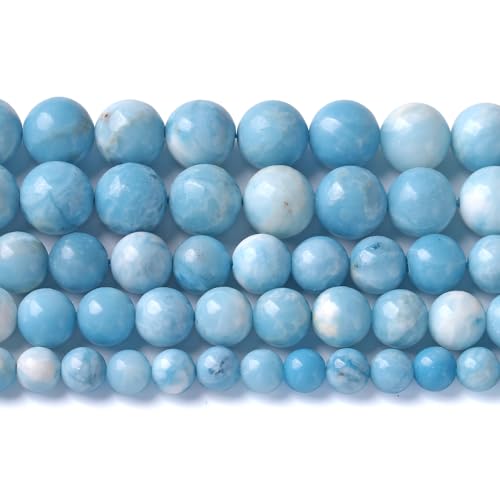 32pcs 12mm Larimar Beads Natural Gemstone Round Loose Beads for Jewelry Making Energy Crystal Healing Power - color: Blue Larimar Stone, size: 12mm