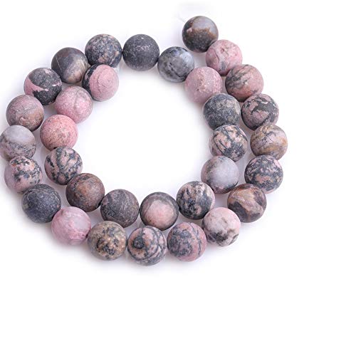 12mm Natural Stone Black Rhodonite Frosted Matte Unpolished Round Beads for Jewelry Making Strand 15 inch - color: Black Rhodonite, size: 12mm