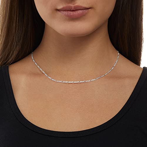 Amazon Essentials 14k Gold or Sterling Silver Plated Figaro Chain Necklace - color: Silver, size: 16", style: 2 mm