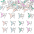 FASHEWELRY 20Pcs Alloy Crystal Rhinestone Butterfly Charms Gradient Color Enamel Butterfly Charms Platinum Plated Fairy Pendants for Earring Jewelry Making Necklace Bracelet Craft - color: Butterfly-Platinum Plated