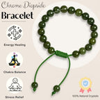 Amazing Gemstone Chrome Diopside Bracelet, Gifts For Men & Women - Protection Healing Crystal Bracelet - 8mm Gemstone Beaded Adjustable Bracelet, Pulseras Para Hombres Mujer Stocking Stuffers - color: Chrome Diopside