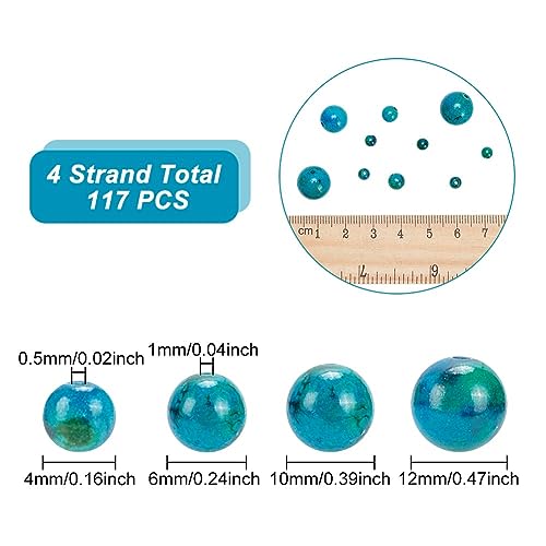 arricraft 4 Strands Turquoise Gemstone Beads, Synthetic Yellow Turquoise Jasper Beads Smooth Stone Beads for DIY Craft Necklace Bracelet Earring Jewelry - size: 4-12mm