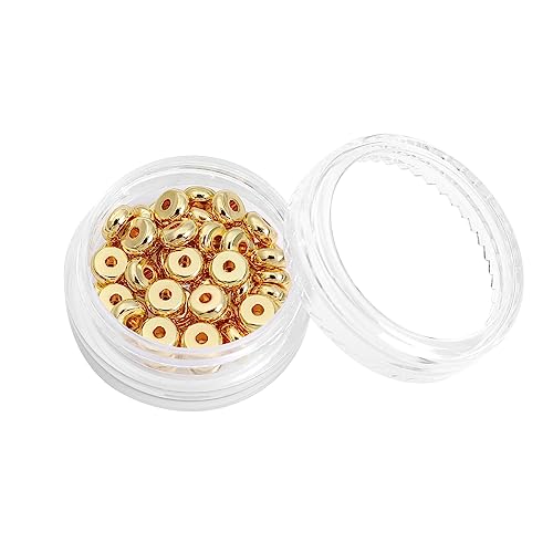 BEADIA 14K Gold Plated Roudelle Spacer Beads 5x2mm 50pcs for Jewelry Making Findings Non Tarnish - color: 14K Gold, size: 5x2mm Roudelle