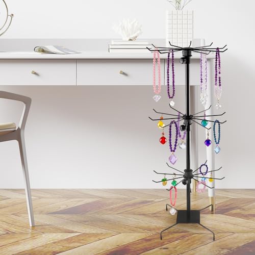 1Pc Rotating Display Stand Jewelry Display Rack with Hooks Metal Earrings Display Stands for Selling Necklace