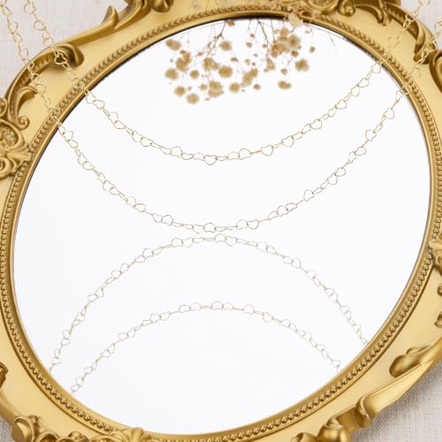 GTVOODX 16.4 Feet Stainless Steel Heart Link Chains 18K Gold Plated Soldered Jewelry Chain Roll Spool for DIY Jewelry Bracelet Necklace Making with Lobster Clasps Jump Rings - color: Gold Heart