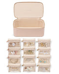 VLANDO Jewelry Box with 12 Velvet Jewelry Bags Travel Jewelry Case for Girls Jewelry Organizers Necklace Rings Earrings Storage Bags Mother Gifts Bridal Shower Gifts- Khaki - color: 12PCS-Khaki