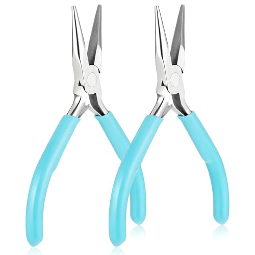 3 Pcs Needle Nose Pliers for Jewelry Making, 4.5 Inch Small Jewelry Pliers Mini Precision Chain Nose Plier for Jewellery Repair, Wire Wrapping, Crafts, Object Grasping (Blue) - color: Blue