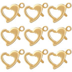 Beebeecraft 1 Box 30Pcs Heart Lobster Clasps 18K Gold Plated Brass Lobster Claw Jewelry Bracelet Clasps Connector with Jump Ring for Valentine's Day DIY Craft Jewellery Making, Small 0.4x0.28in - color: Gold