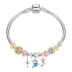 Clip Stopper Charms Sterling Silver Rondelle Spacer Bead for Bracelets (Silver) - color: Golden