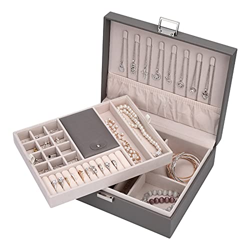 Storage and Organizer Jewelry box Jewelry Storage Box Travel Jewelry Organizer Cases craft containers for organizing/GRAY - color: Grey