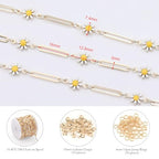 KYUNHOO 5 Meters Daisy Chains for Jewelry Making Flowers Link on Roll Paperclip Chain for Jewelry Craft DIY Supply Findings - color: White Daisy Paperclip