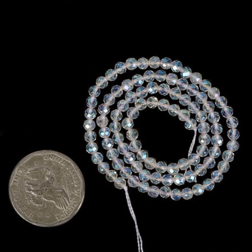 Aqua Aura Clear Quartz 4mm Faceted Round Beads Loose Beads 16 Inch for Jewelry Making Beads - color: Aqua Aura Clear Quartz