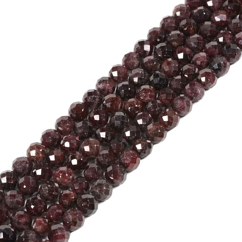 6mm Red Garnet Faceted Gemstone Round Loose Beads Strand 15.5-17" DIY Jewelry Making - color: Red Garnet