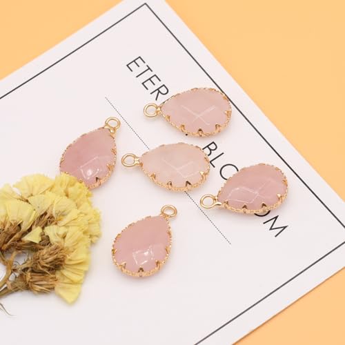 QSLLER 10PCS Waterdrop Shape Natural Stone Pendants Faceted Crystal Agate Amethyst Stone for Jewelry Making Necklace Bracelet