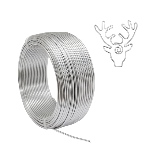 12 Gauge Aluminum Craft Wire, 2mm×30Yards Bendable Metal Craft Wire for Bonsai Plant Stand, Doll Skeletons, Wire Sculpture, Jewelry Making and Home Decorations (Silvery) - color: Silvery