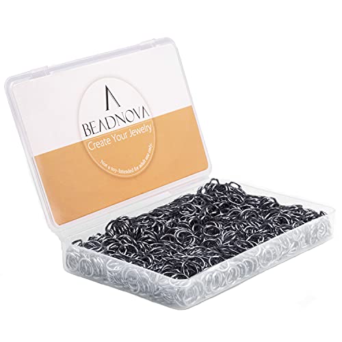 BEADNOVA 6mm Jump Rings Gun Black Jump Rings for Keychains Jewelry Makings for Necklace Repair (300Pcs) - color: Black, size: 6mm