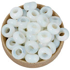 Nupuyai Pack of 30 Large Hole Stone Loose Beads for Jewelry Making, Polished Rondelle European Beads fit Charms Bracelet, Opalite - color: White, size: 14x8mm