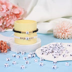 FASHEWELRY 300Pcs Cube White Acrylic Letter Beads 6x6mm Letter A Alphabet Beads for DIY Bracelet Necklace Jewelry Making - color: Letter A, size: 6x6x6mm