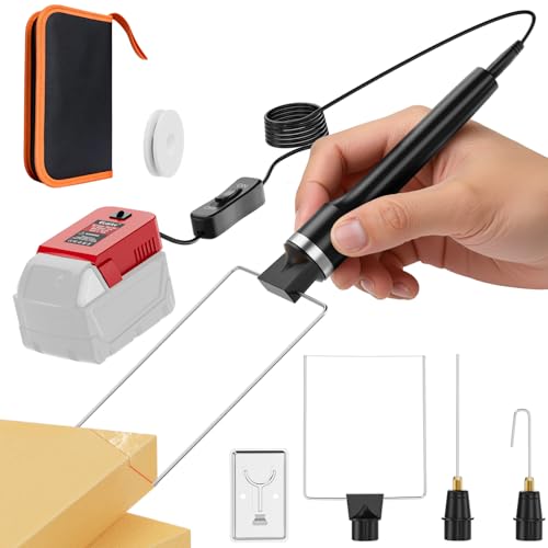 Ecarke 3-in-1 Foam Cutter Tool Compatible with Milwaukee 18V (No Battery),18W Hot Knife Cutting Tool with USB-A & USB-C Charging Port，750°F Styrofoam Cutter for Foam DIY Cutting & Crafting - Tool Only - color: Red