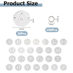 26pcs Stainless Steel Letter Link Charms 12mm Flat Round A-Z Letter Charms with Jump Rings Metal Alphabet Connector Charms with Two Hole for Jewelry Making Necklace Bracelet DIY Crafts