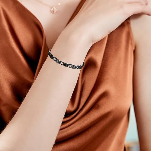 BioMag Magnetic Bracelet for Women, Titanium Steel Wristband Brazaletes for Pain Relief Solid Pure Copper Jewelry Gift with Adjustable Tool - color: Black