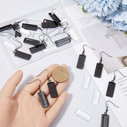1 Box 60Pcs 20 Sets Black Bezel Earring Blanks 10x25mm Earring Bezel Trays Rectangle Pendant Bezel Blanks with Glass Cabochons Settings Stainless Steel Hooks Accessories for Jewelry Making - style: Style 1