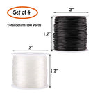 4 Rolls Clear Elastic Bracelet String, 0.8mm & 1mm, TuNan Crystal Stretchy Bead String Stretch Cord for Bracelets Beading Jewelry Making - Clear and Black (50/50/55/55 Yards)