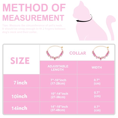 HOWWFALY Dog Collar and Cat Collar Gold Chain Necklace Stainless Steel Adjustable Pink Diamonds Collar with Cute Pet Paw for Small Medium Pets Cats Dogs Kitten Puppy(Pink, S) - color: Pink, size: Small