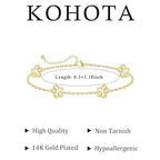 KOHOTA Silver Gold Bracelets for Women Trendy 14K Gold Plated Bracelet for Women Non Tarnish Dainty Stackable Clover Flower Heart Butterfly Diamond CZ Charm Station Bracelets Stack Jewelry Gifts - color: B: Flower-Gold