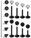 Medusa Lip Piercing Jewelry Stainless Steel 16G Nose Stud Labret Jewelry Monroe Lip Rings Different Size Tragus Nail Conch Cartilage Helix Earring Stud Bar Length 6mm 8mm 10mm 12mm - color: 16G internal thread Flat Back Stud Piercing Black