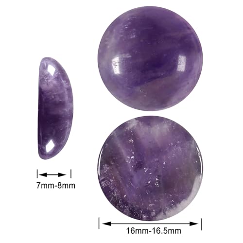 moonsix 10PCS Round Amethyst Cabochons Flatback CAB Gemstone Beads Crystal Flat Stone for DIY Craft Jewelry Making, 16mm - color: purple, size: 16mm