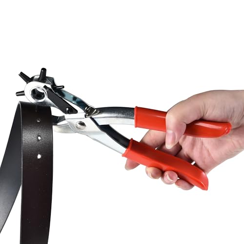 Revolving Punch Plier Kit,Leather Hole Punch Tool Set for Belts,Strap,Shoes,Fabric,Watch Bands,Straps, Dog Collars, Saddles,Belt or Craft Projects,Heavy Duty Rotary Puncher (Standard Hole Puncher) - color: Standard Hole Puncher