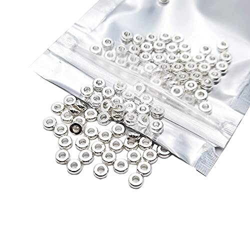 INSPIRELLE 100pcs Heishi Beads 4mm Long-Lasting Disc Brass Rondelle Spacer Beads Silver Plated Flat Round Shape Jewelry Metal Spacers for Bracelet Necklace Jewelry Making - color: Silver, size: 4mm