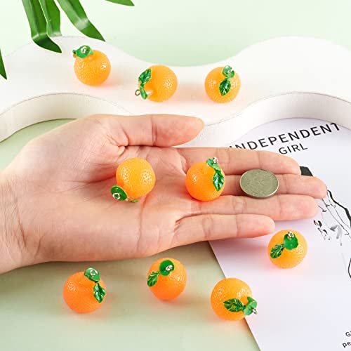 Craftdady Fruit Dangle Charms Pendants Cute Resin Food Pendants Apple Orange Pineapple Strawberry Pendants Lovely Vegetable Mushroom Charms for DIY Craft Earring Bracelet Necklace Jewelry Making - color: Orange