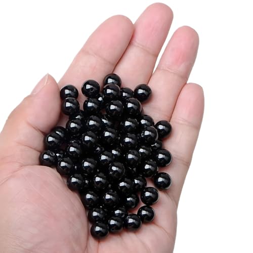 100pcs Natural Stone Beads 8mm Black Onyx Round Genuine Real Stone Beading Loose Gemstone Hole Size 1mm DIY Charm Smooth Beads for Bracelets Necklaces Earrings Jewelry Making Crafts - color: Black Onyx