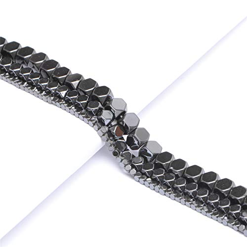 AD Beads Natural Hematite Gemstone Faceted Square Cube Loose Beads 16" 2x2mm 4x4mm (4x4mm, Metallic Black Hematite) - color: Metallic Black Hematite, size: 4x4mm