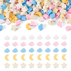 200Pcs Polymer Clay Beads Candy Moon Star Cloud Bead Colorful Slice Loose Spacer Beads for DIY Friendship Bracelet Necklace Earring Phone Strap Charm Keychain Jewelry Making - color: Mixed Color-Cloud