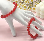 200PCS Glass Beads 8mm Glass Beads for Bracelets Necklaces Jewelry Making DIY Crafts (Red) - color: Red