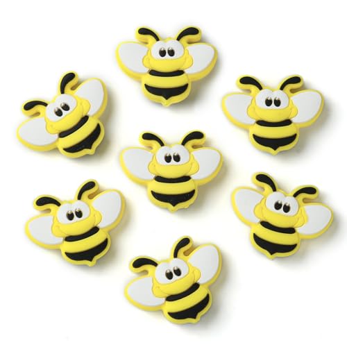 LiQunSweet 5 Pcs Cartoon Bee Focal Silicone Beads Cute Flying Animal Insect Rubber Beads for DIY Jewelry Keychain Craft Accessory Home Decoration - color: Bee Silicone Beads_5 Pcs